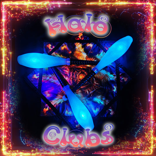 Halo LED-Ready Juggling Clubs – 275 g TPU Spiral Body, Dowel Handle | Flowtoys Capsule Compatible Glow Clubs | Handmade Set of 3