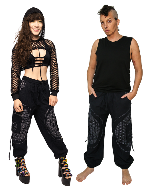 Flow Pants - Black Flower of Life