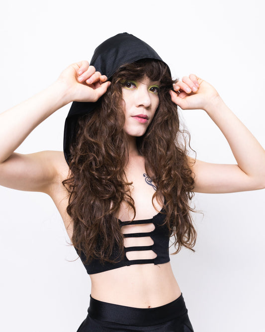 Strap Halter Top with Hood
