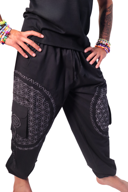 Flow Pants - Black Flower of Life